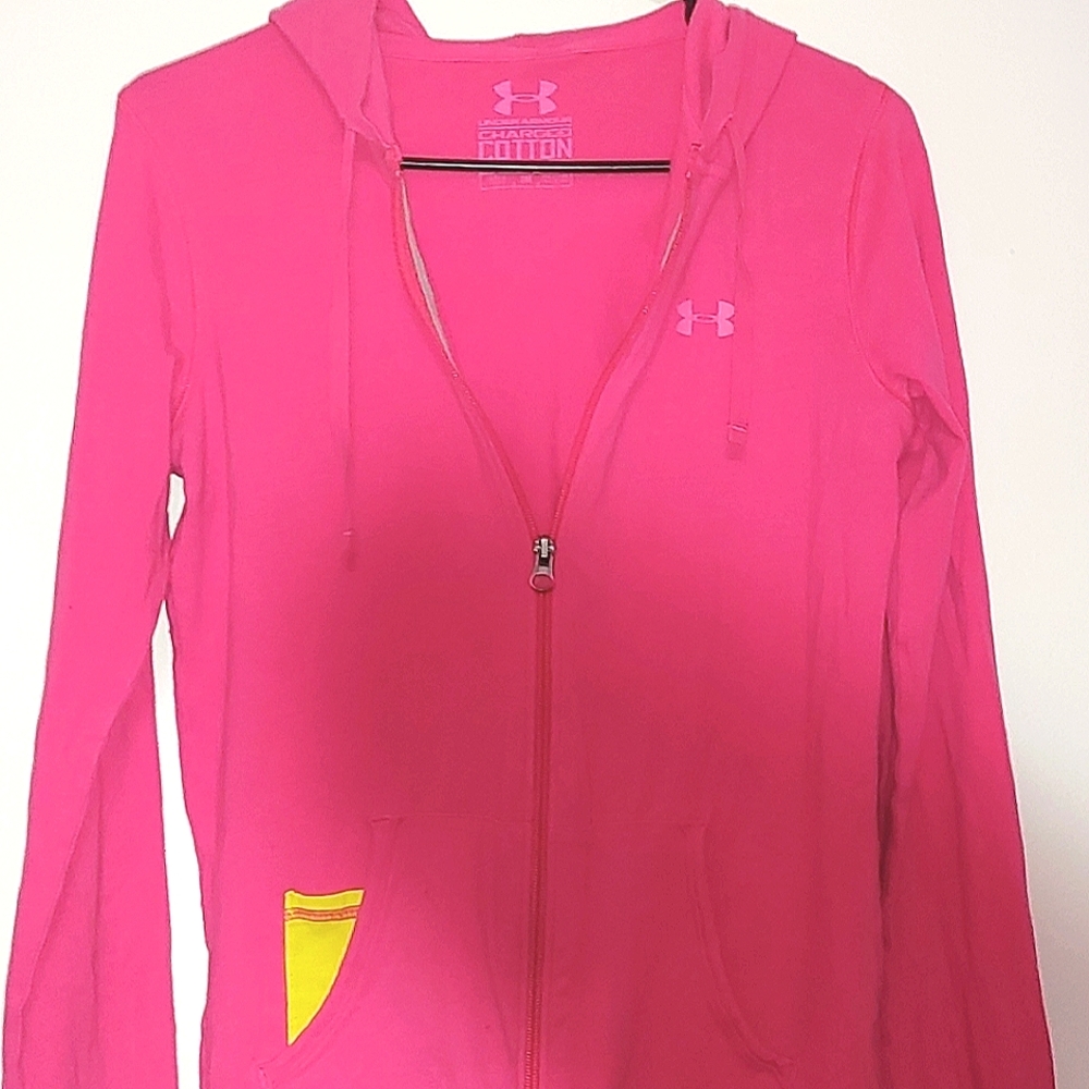Adidas Jacket. Size M. Pink with yellow pocket inside pocket.